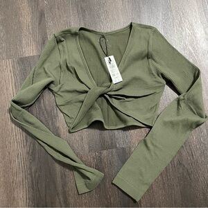 Garage Olive Corduroy Crop Top
